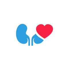 Kidney with love Logo Design Inspiration Template vector