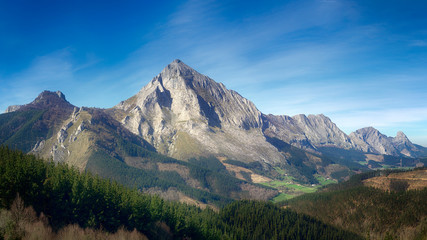 Panorama of mountains of Basque Country in Urkiola Natural Park