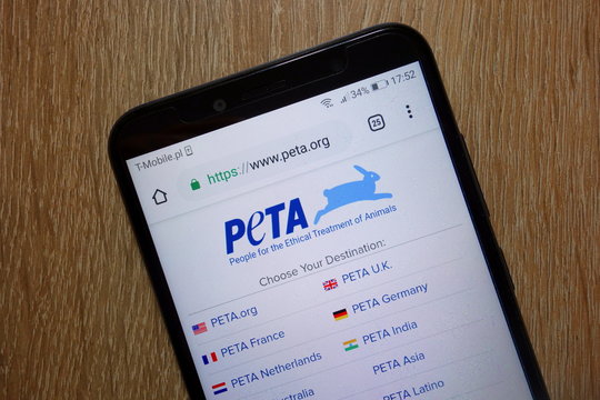 KONSKIE, POLAND - December 28, 2018: People For The Ethical Treatment Of Animals Organization Website (www.peta.org) Displayed On Smartphone