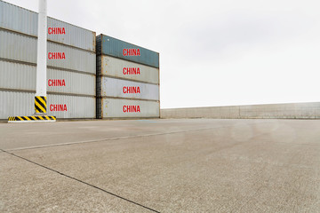Cargo Terminal with china written over container unis