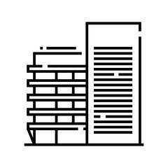 High building line icon, concept sign, outline vector illustration, linear symbol.