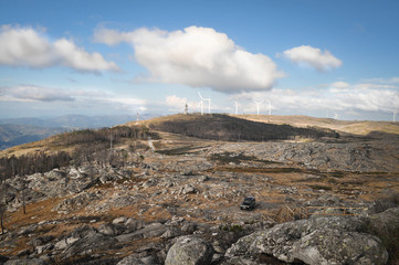  Portuguese mountain. Rocks. Blue sky.