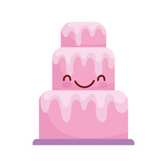 pink big cake dessert cartoon food cute line and fill style