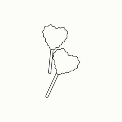 Handmade lollipops, doodle style, with heart-shaped candy. A vector for design of some coloring book.