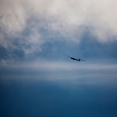 Glider high in the blue air