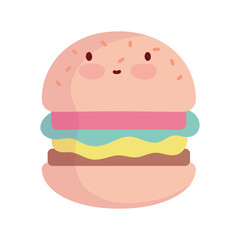 burger character cartoon fast food cute line and fill style