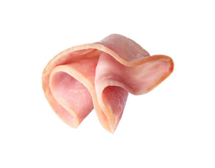 Slice of delicious ham isolated on white
