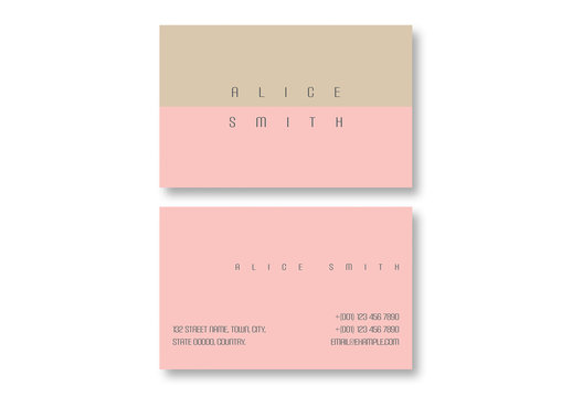 Pink and Tan Business Card Layout