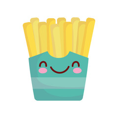 french fries on box cartoon food cute line and fill style