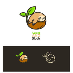 toed sloth and seed logo, toed sloth logo, seed logo, animal illustration, © dadan_pm