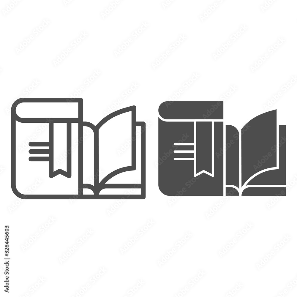 Aufkleber textbook and notebook line and solid icon. student book and workbook. education vector design concep
