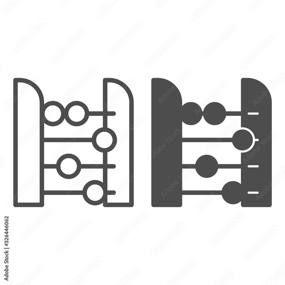 Poster abacus line and solid icon. accounting and arithmetic tool, retro counter. education vector design c