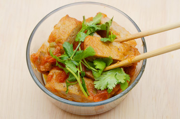 Delicious fresh fried homemade fishcakes bowl meal