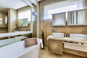Photo of luxurious bathroom in apartment