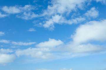 Picturesque view of beautiful blue sky with fluffy white clouds
