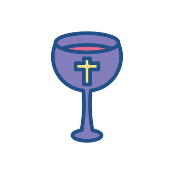 recommend clip art: Eucharist Catholic Wine Cup, line style icon
