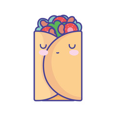 grocery bag character cartoon food cute flat style icon