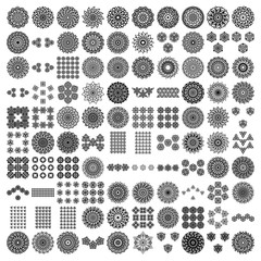 100 mandala set collection - detail vector. precision rose with line art style design. Mandala Tattoo for women art lovers. Inspiring tattoo designs for back, hands, neck, arms, legs and body.