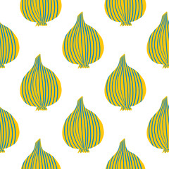 Geometric onion bulb seamless pattern on white background.