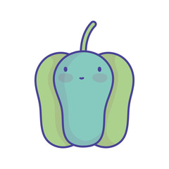 green pepper bell character cartoon food cute flat style icon