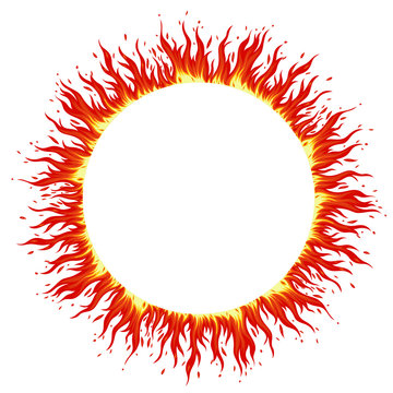 Round flame frame isolate on a white background. Vector graphics.