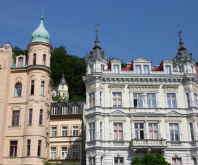 Obraz premium Karlovy Vary, Czech Repub., Cityscape with Domes
