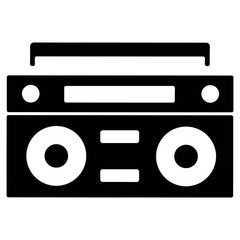 Tape recorder icon. Retro audio player, boombox vector illustration. Cassette player, cassette recorder, radio symbol. Stereo speaker system sign. Tape recorder icon for mobile and web app design.