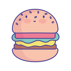 burger character cartoon fast food cute flat style icon