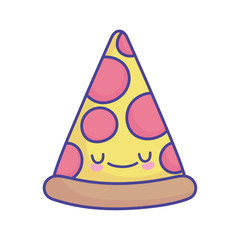 slice pizza pepperoni cartoon food cute flat style icon