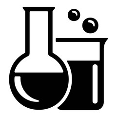 Chemistry lab icon. Test tube, Chemical experiment, Science labaratory, Research equipment. Chemistry flask sign.