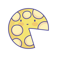 Obraz premium cheese cut character cartoon food cute flat style icon