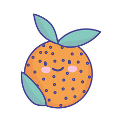 orange fruit fresh cartoon food cute flat style icon