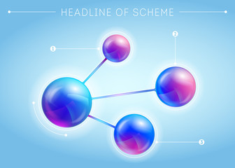 Blue template of page with 3D-effect metaballs