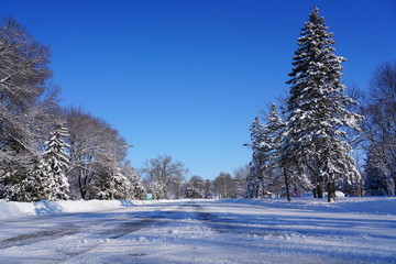 Winter Wonderland landscape view of Lakeside park of Fond du Lac, Wisconsin Winter Season in February 