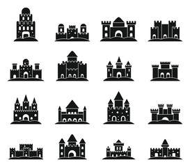 Beach castle sand icons set. Simple set of beach castle sand vector icons for web design on white background
