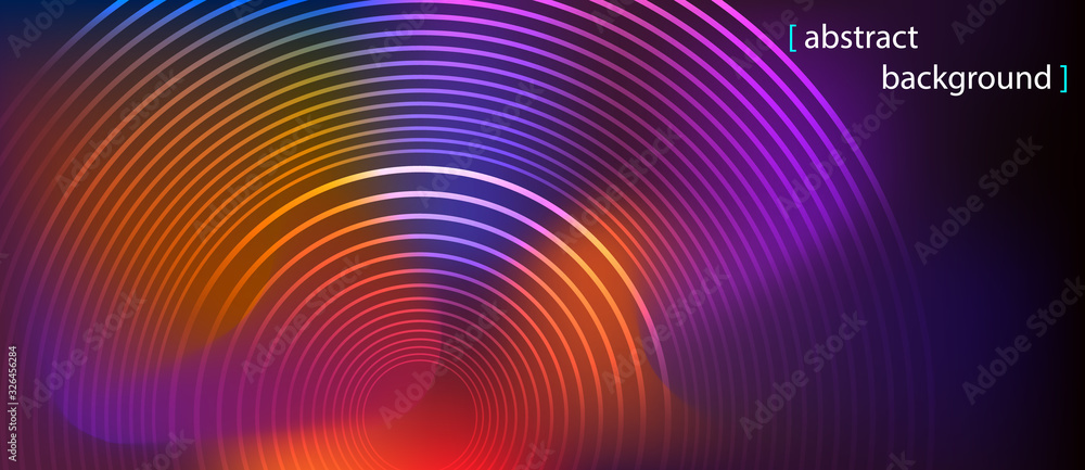 Poster abstract colored background with neon glowing lines