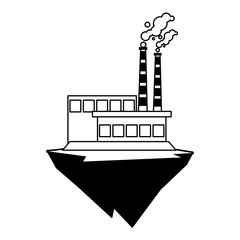industrial building over terrain over white background