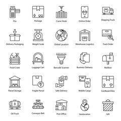  Shopping and Logistics Line Icons 