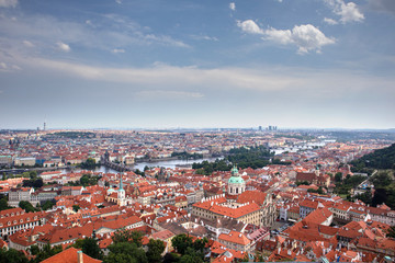 Fototapeta na wymiar View of Prague old town with red rufs, Prague, Czech Republic.