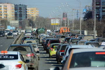Traffic jam on Prospekt Mira in Moscow