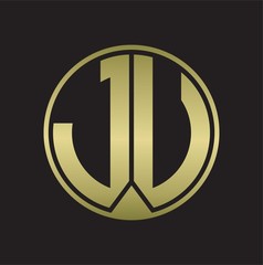JU Logo monogram circle with piece ribbon style on gold colors