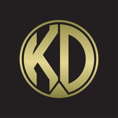 KD Logo monogram circle with piece ribbon style on gold colors