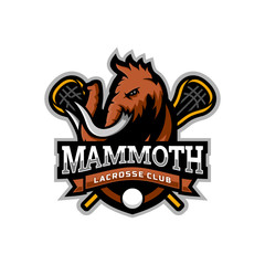 Mammoth head mascot logo for the Lacrosse team logo. vector illustration. can be used for your team logo. printed on t-shirts and so on.