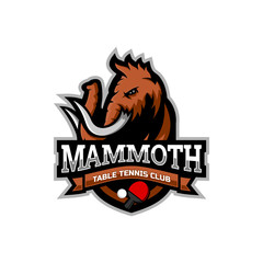 Mammoth head mascot logo for the Table Tennis team logo. vector illustration. can be used for your team logo. printed on t-shirts and so on.