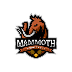 Mammoth head mascot logo for the Tennis team logo. vector illustration. can be used for your team logo. printed on t-shirts and so on.