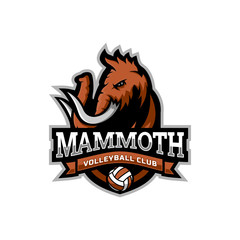 Mammoth head mascot logo for the Volleyball team logo. vector illustration. can be used for your team logo. printed on t-shirts and so on.