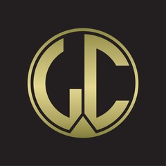 LC Logo monogram circle with piece ribbon style on gold colors