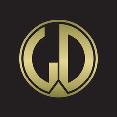 LD Logo monogram circle with piece ribbon style on gold colors