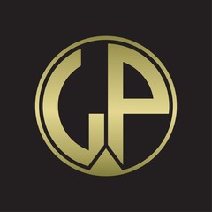 LP Logo monogram circle with piece ribbon style on gold colors