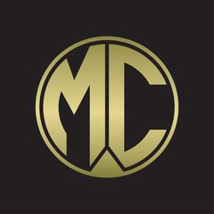 MC Logo monogram circle with piece ribbon style on gold colors